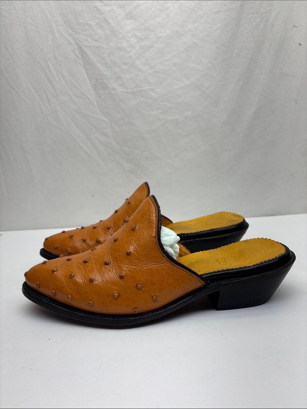 Hand Crafted in Mexico, Tan Studded Slip-On Leather Mules, sz 7.5 B, box 74 - Picture 3 of 6